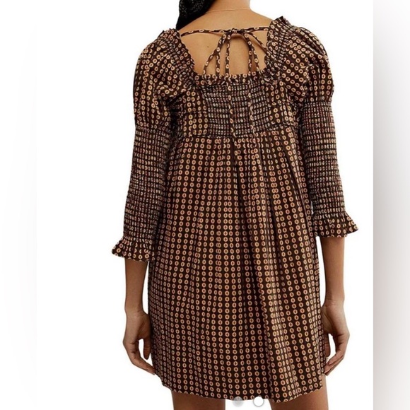 Free People Brown Patterned Long Sleeve Dress - Picture 2 of 7